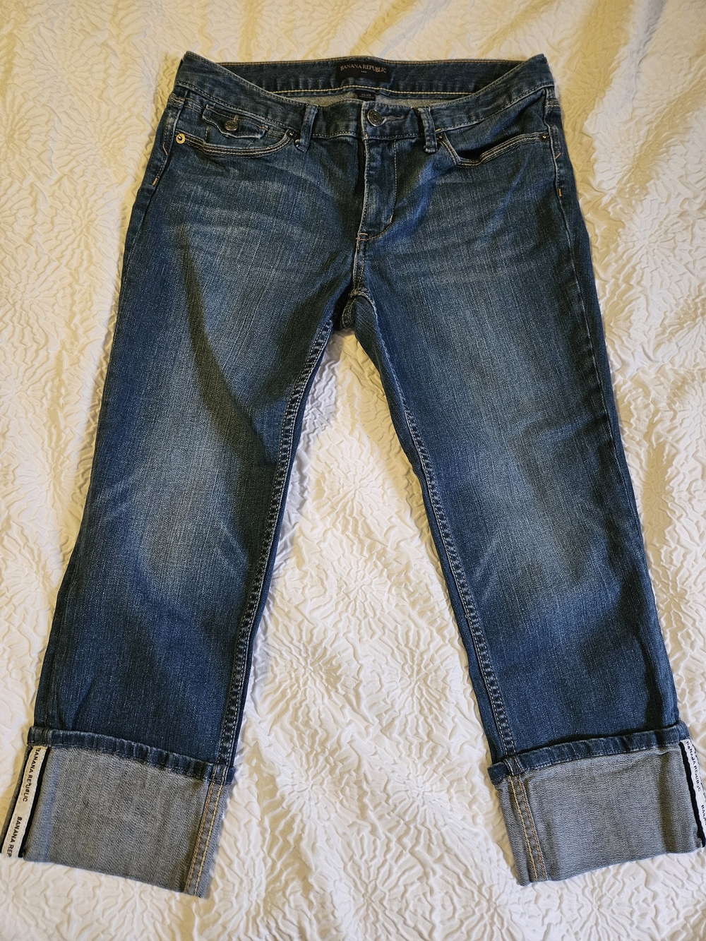 Banana Republic Dark Blue Cropped Roll-Cuff Jeans